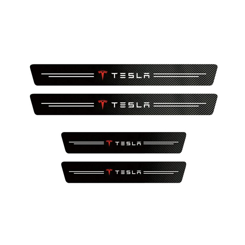 High-quality Carbon Fiber Car Door Sill Protector Sticker For Tesla Model 3 Model Y Model S Model X Cybertruck Juguete Roadster