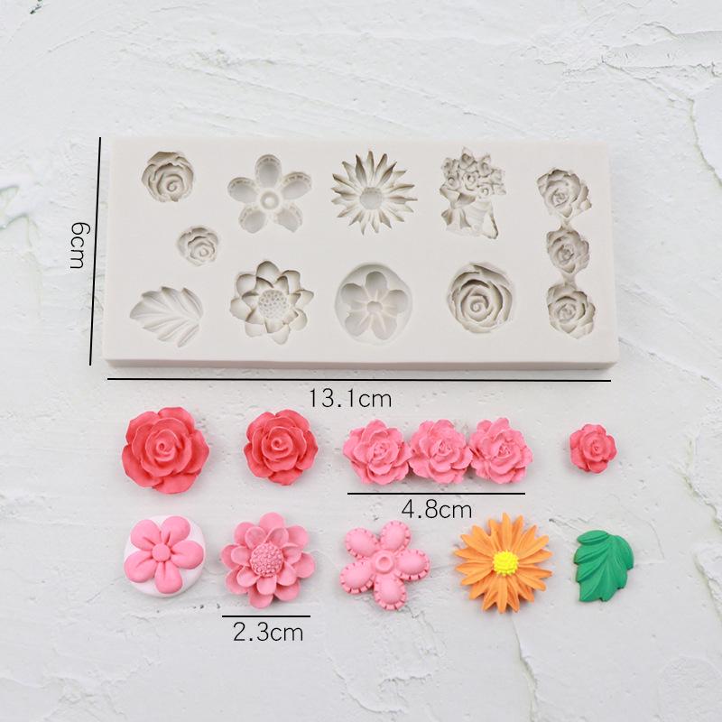 Silikon Fondantform zum Kuchendekorieren - Rosen, Gänseblümchen, Chrysanthemen