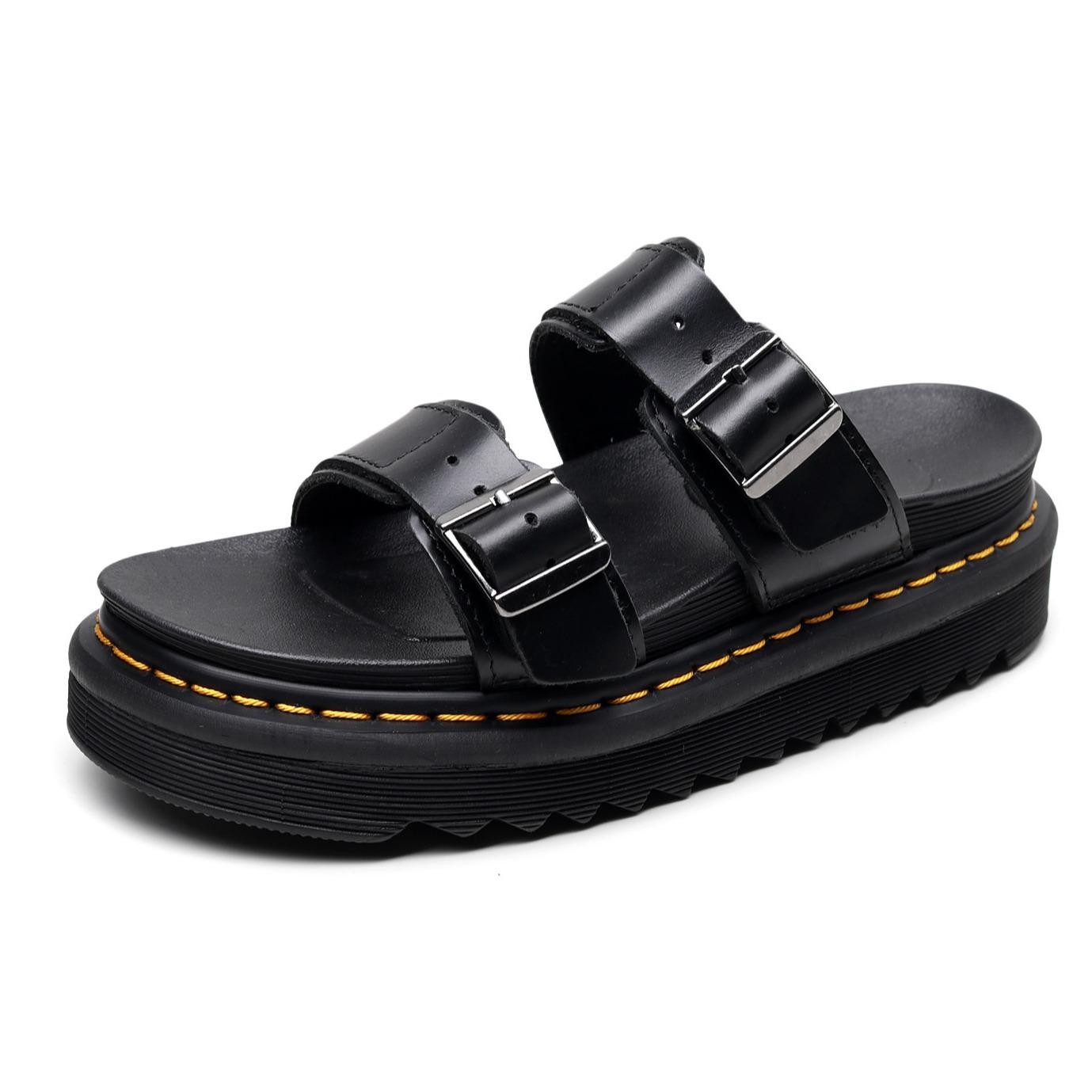 

Женские летние повседневные сандалии — большой размер, с пряжкой, толстая подошва, увеличивающие рост, универсальная пляжная обувь 41 чёрный