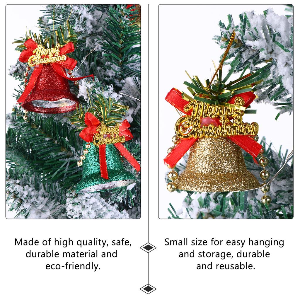 6pcs Plastic Xmas Hanging Decorations Plastic Bells Reusable Home Christmas Tree Bell Bells Decoration Gifts