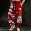 Pantaloni Jogger Denim cu Imprimeu Digital 3D pentru Bărbați - Croială Largă Americană și Margini cu Catarame - Pantaloni Lungi Street Hip-Hop