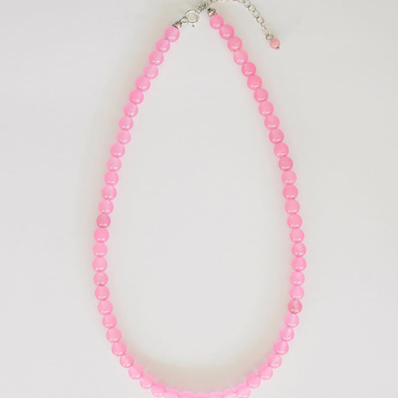 Modernlike Silver 925 Pink Amethyst Gemstone Necklace 6mm