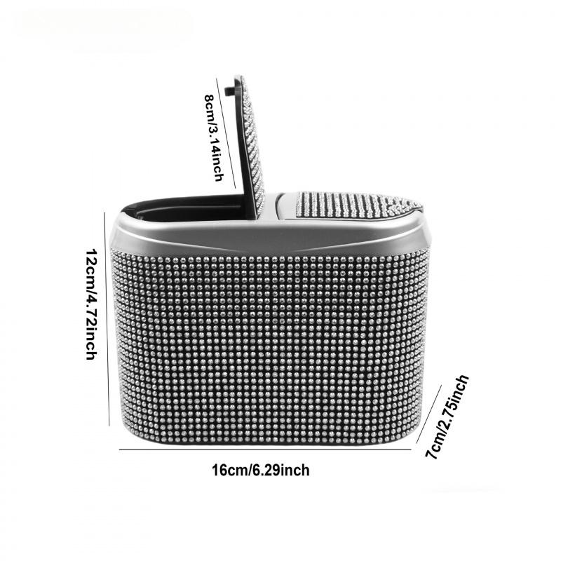 Bling Car Trash Can For Women Rhinestone Auto Door Garbage Bin Seat Back Hanging Storage Box Interior Accessories Organizer