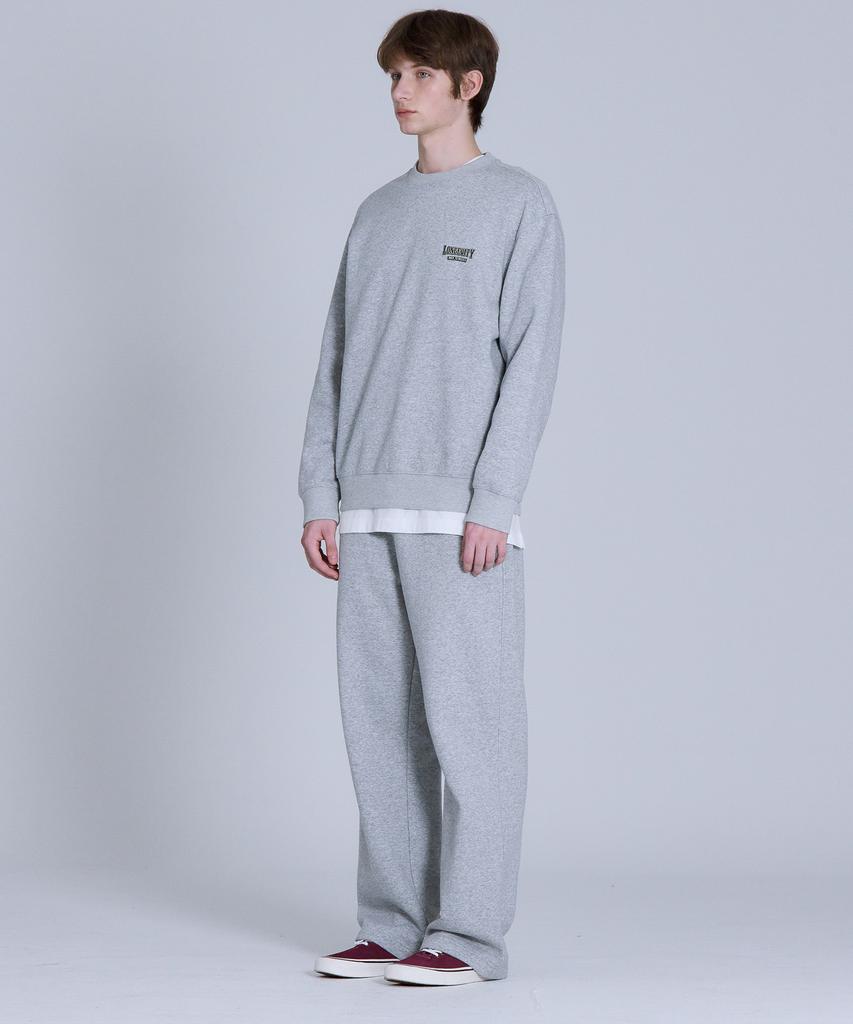 BASIC HOUSE Brushed Terry Straight Fit Pants Melange Grey Lapt7102