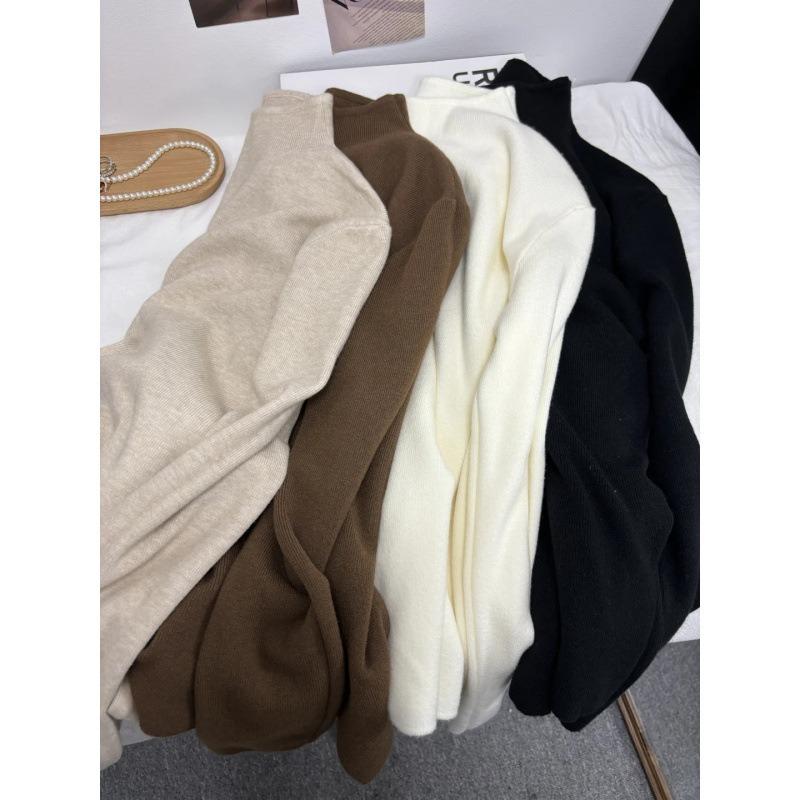 Stand-up Collar Soft Waxy Knitted Long-sleeved Bottoming Shirt Women's New Winter Sweater Autumn Dress Solid Color Top