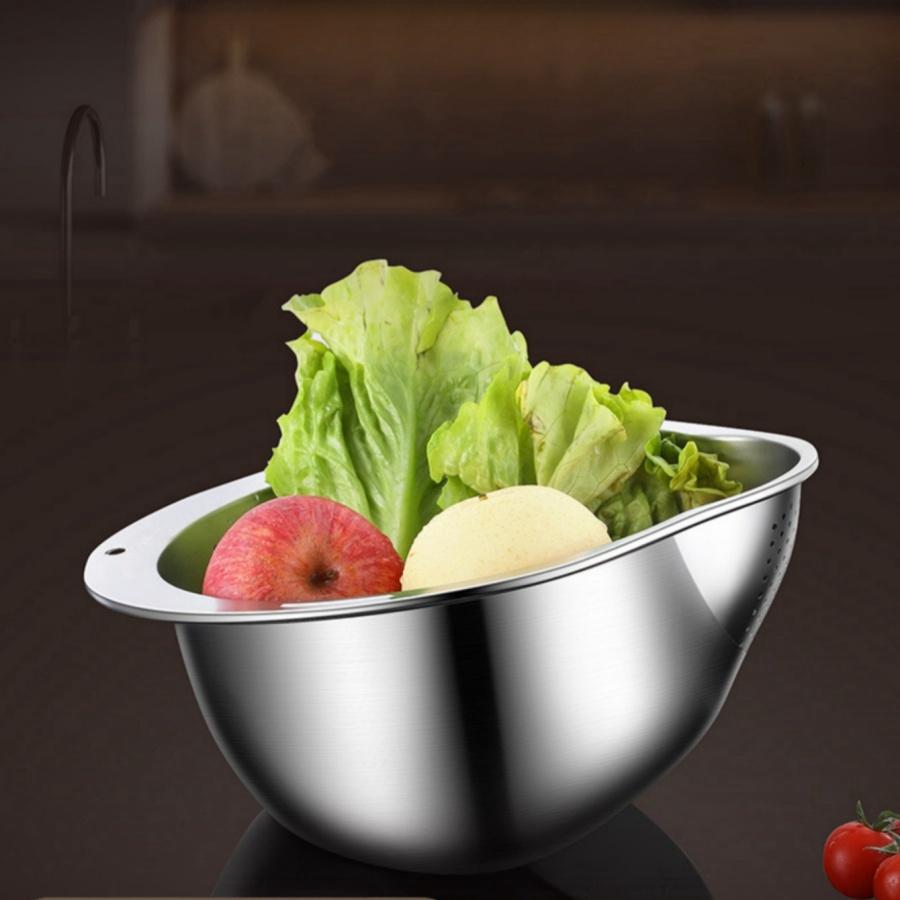 Stainless Steel Draining Basket, A Magical Tool For Washing Rice, Rinsing Fruits, And Draining Water, Specially Designed For Household Kitchen Use