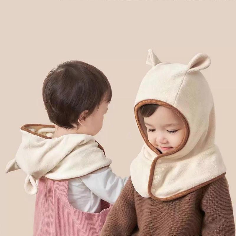 Infant Winter Scarf Hat with Neck Protection Heat Hooded Accessory for Cold Weather Boys Girls 2 To 6 Years Old Gift  Pink