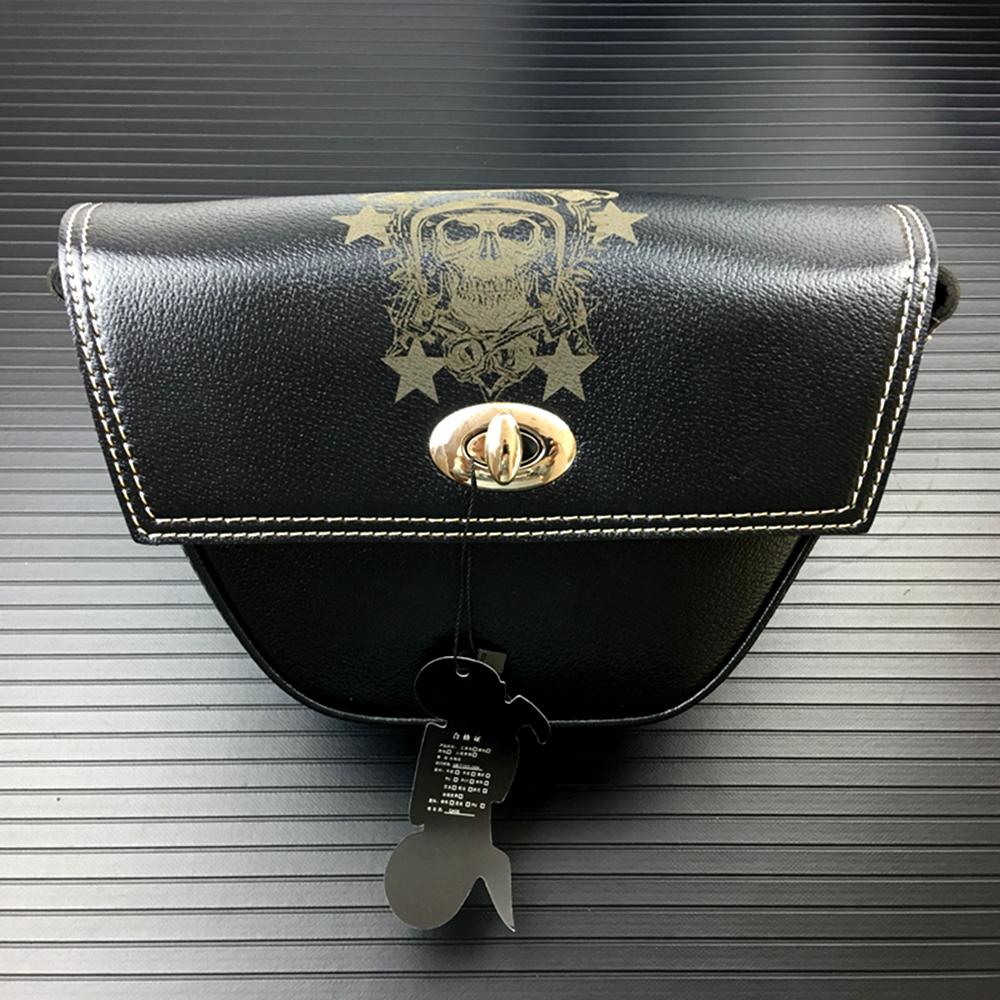 Universal Accessories Triangle Synthetic Leather Motorcycle Side Saddle Bag for Cafe Racer ATV B