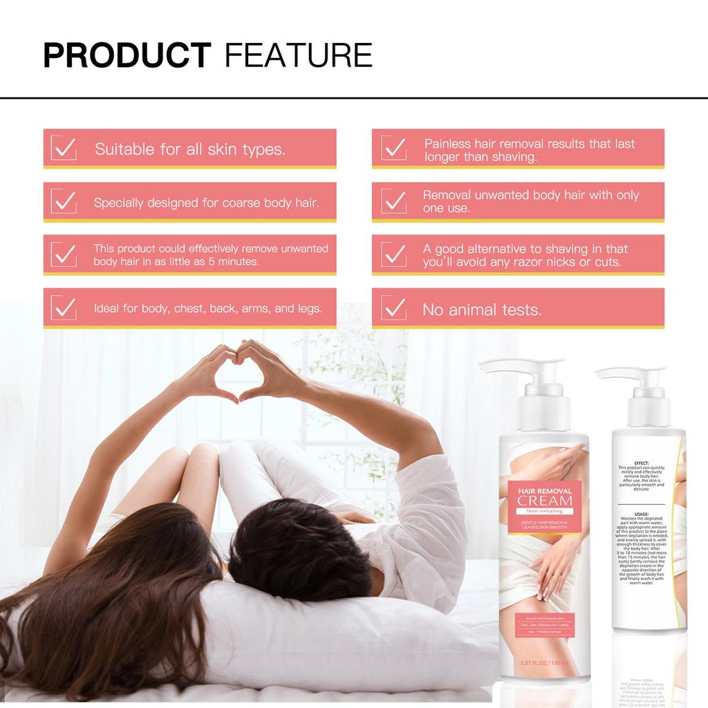 Hair Removal Body Cream-Painless Hair Removal Mildly And Effectively For Body, Chest, Back, Arms, And Legs,5 Fl.oz