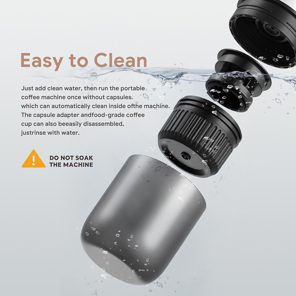 Portable USB Rechargeable Espresso Coffee Maker 17Bar Pressure For Travel Outdoor Car Compatible With Capsules/Ground Coffee