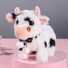 Electric Plush Dairy Cattle Toy Kids Walking Interactive Mooing Nodding Robot Scarf Cow Plushie Toy Toddlers Educational Simulation Animal Toy