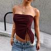 European and American tube tops, drawstring vests, women's side laces, waist and thin irregular wavy edge tops