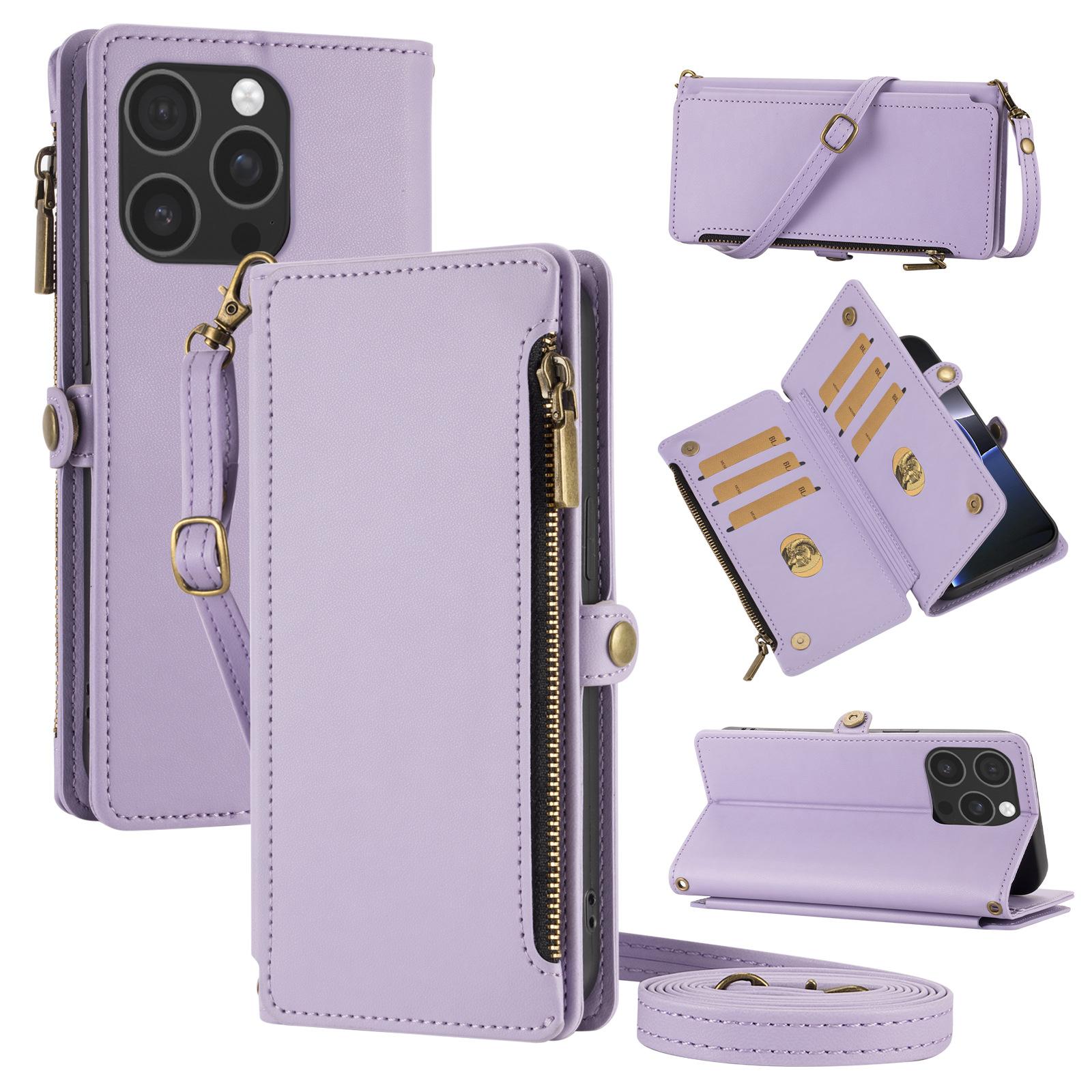 

Applicable to iPhone 17 Pro Max protective case, zipper wallet, mobile phone case, leather case, anti-drop mobile phone case. IPhone 7/8/SE2 світло-фіолетового кольору