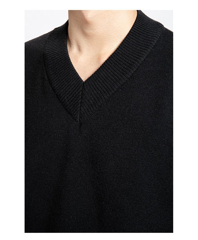 Unisex Solid Color V-Neck Knit Sweater - Trendy Korean Style, Versatile & Casual, Loose Long-Sleeve Top