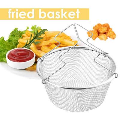 Stainless Steel Serving Basket French Fries Round Fried Basket Mesh Chips