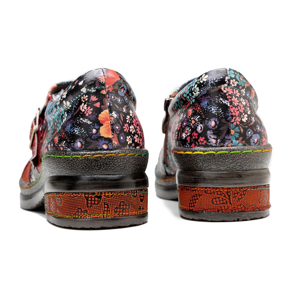 Echtes Leder Dicke Sohlen Sandalen Frauen Retro Wedges Slides Bequeme Outdoor-Plattform-Hausschuhe