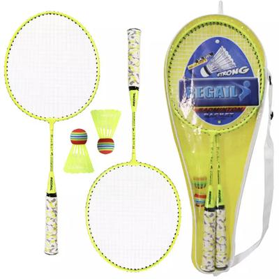 1 Çift Floresan Renkli Badminton Raketi H6508 Çocuklar İçin 2 Toplu Açık Hava Spor Oyunu
