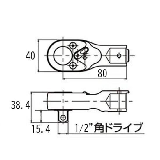 Esco DR Ratchet Head 1/2" (for 19mm Connection) EA723WG-54