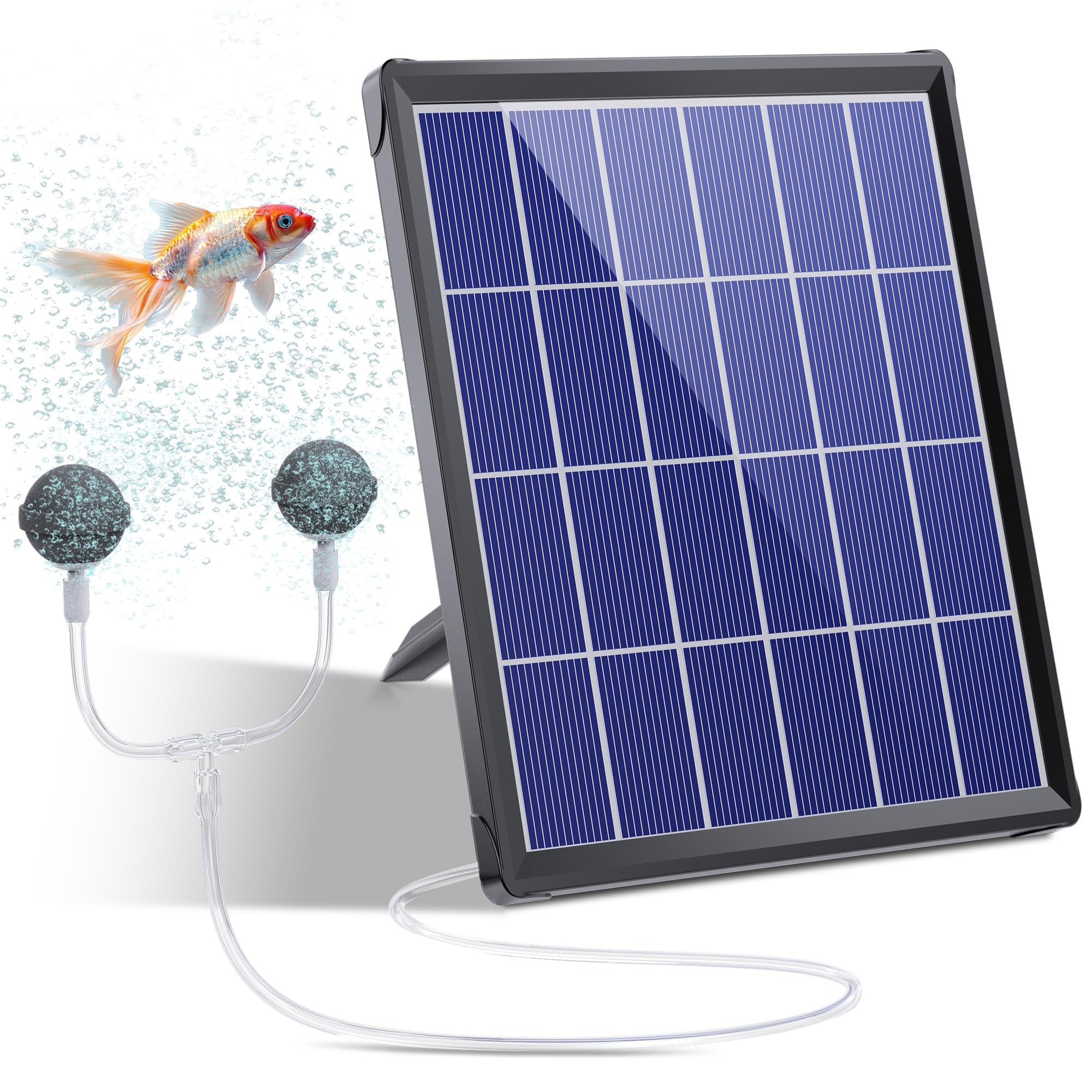 

Biling Solar Pond Aerator with Battery Backup, Portable Design Solar Air Pump Pond Bubbler for Outdoor Fish Pond Stock Tank Aquarium 3W
