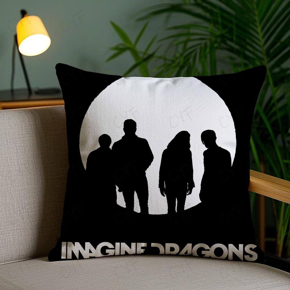 Imagine D-Dragons Band Pillow Case Anti-Dustmite Pillowcase Invisible Zipper Silky Short Plush Sofa Cushion Cover
