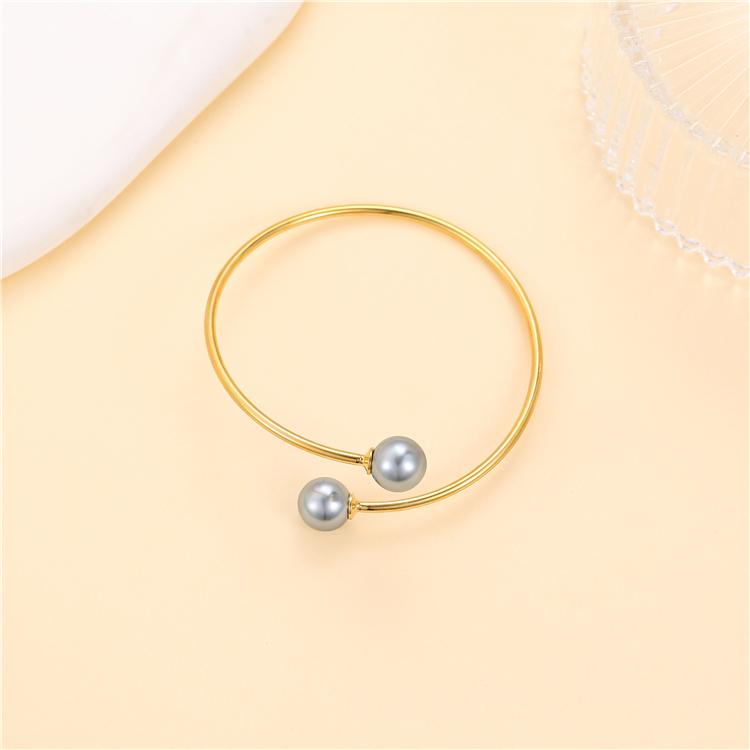 New Design Simple Stylish 18K Gold Colored Pearl Jewelry Adjustable Bracelet for Women