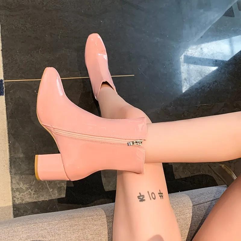 Fashion New Plus Size Solid Ladies Shoes 2024 High Quality Ankle Women's Boots Fashion Side Zipper Office and Career Shoes for Women