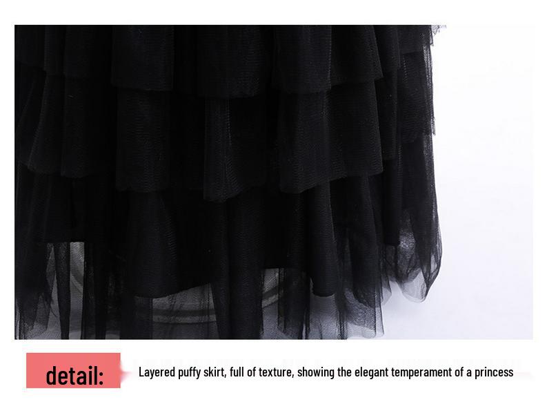 Popular Girls' Addams Family Wednesday Cosplay Dress with Puff Sleeves and Waist-Cinching Design