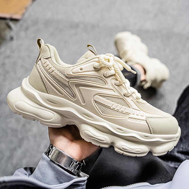 Men's shoes 2025 new student dad trendy shoes spring breathable and heightened casual thick-soled cold sticky sports shoes