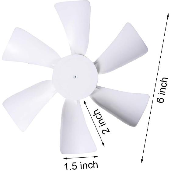 Unifizz 6 inch Replacement White Vent Fan Blades for RV Bathroom Vent Fan,fits for Heng's,Elixir,Ventline and Jensen roof Vents and Range Hoods or