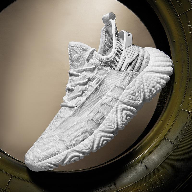 Men s Breathable Knit Slip-on Sneakers Lightweight Non-slip Shock Absorbing Casual Sports Shoes 39