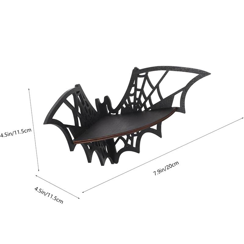 Bat Corner Shelves Wooden Floating Bat Wall Corner Shelves Gothic Jewelry Display Shelf Halloween Decorative Shelf For Home