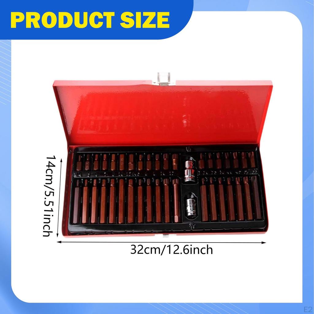 40 Pieces Star Hex Sockets Bit Kit 1/2inch 3/8inch Drive Torx Spline