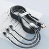 Crystal Gradient Braided Three-in-One Charging Cable for Huawei, Apple, and Android.