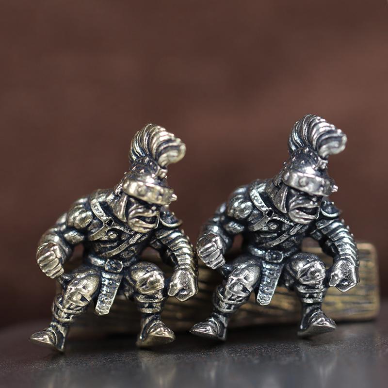 Orc Warrior Figurine Brass Knife Beads EDC DIY Paracord Woven Bracelets Lanyard Pendants Accessories Outdoor Tool Hangings