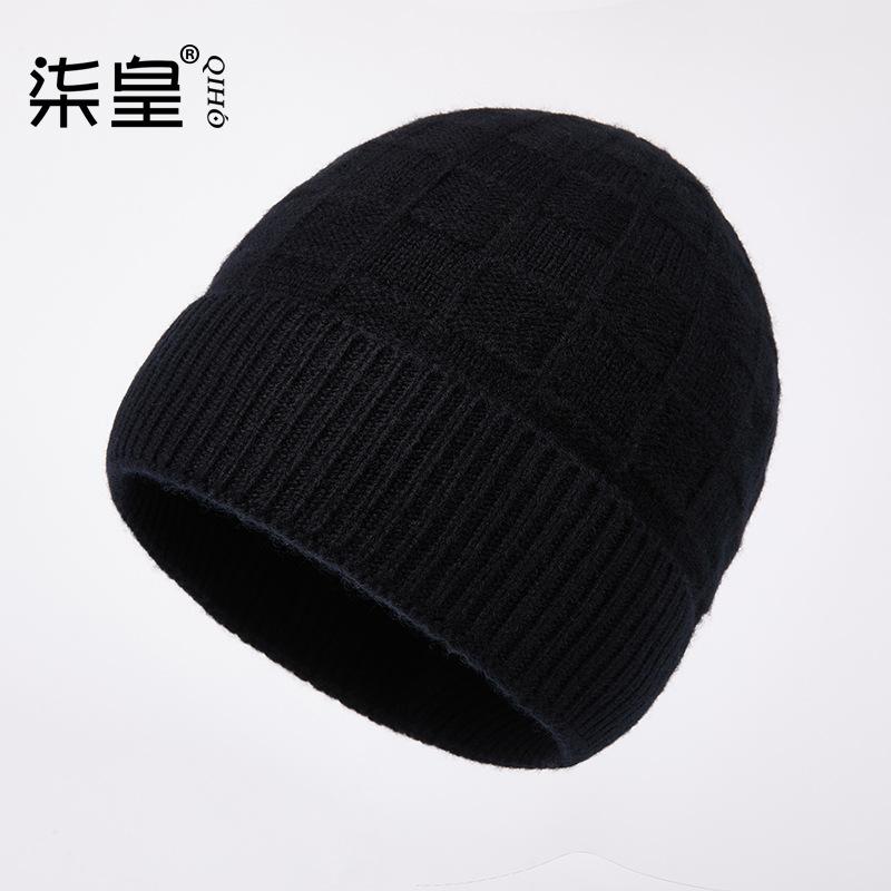 Pure wool knitted hat men's winter warm middle-aged and elderly wool hat ear protection windproof elderly hat