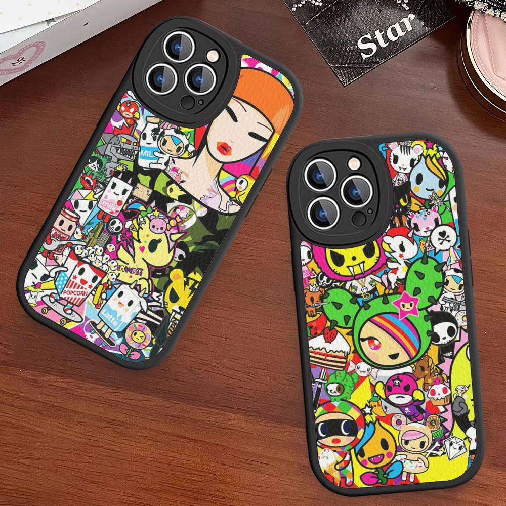 Japan T-Tokidokis Phone Case For iPhone 16 15 14 13 12 11 Pro Max Plus Soft Leather Cover