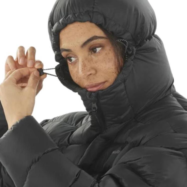 Salomon Outline Novelty Down Comfortable Hooded Zipper Solid Color Down Jacket Women Jackets Deep-Black C22775