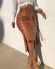 Europeisk & Amerikansk Lær Splitt Bodycon Midi Skjørt - Dames Slim Fit PU Skjørt