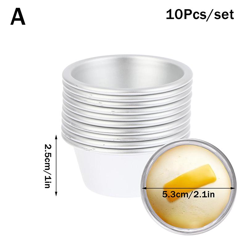 10Pcs Puto Cake Mold Aluminum Alloy Egg Tart Cup Cupcake Kitchen Baking Mold Mini Round Baking Oven Pan Pastry Dessert Mould
