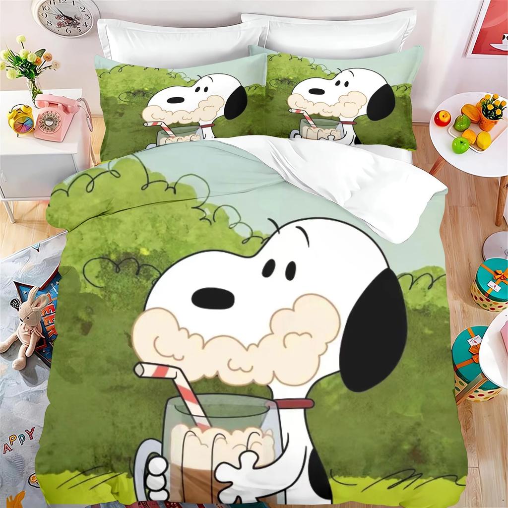 Cartoon Snoopy Bedding Sets Bed Cover Duvet Comforter Cover Pillow Case 2-3 Pieces Sets Boy Girl Home Bedroom Decoration