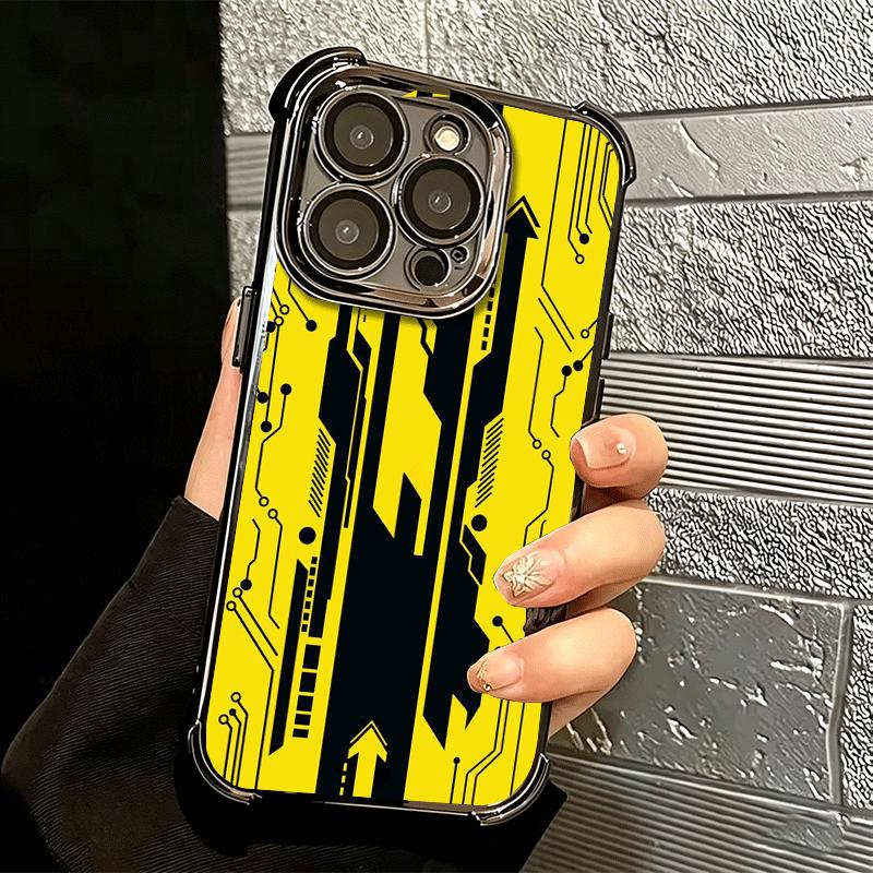 Cyberpunk Aesthetics Plating Phone Case For Iphone 16 17 Pro Max Air 16E 14 15 Plus 12 13 Mini Anti-Fall Airabag Cover