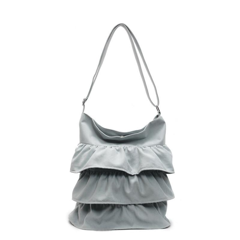 Lazy Style Female Shoulder Bag With Wrinkled Fabric And Magnet Closure Daily Use