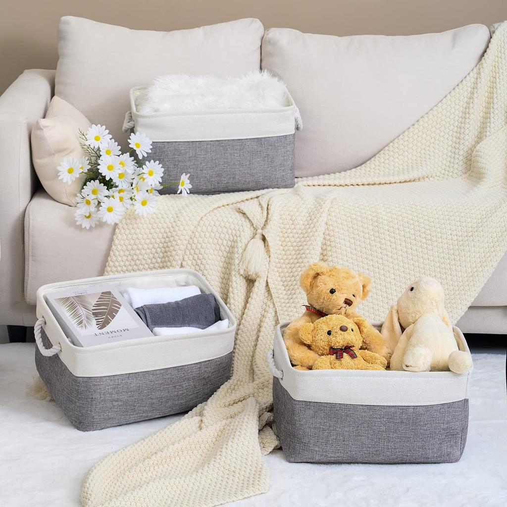 TcaFmac Storage Box Set of 35cm x 25cm x 17cm for Small and Other Basket, 3, (W) (D) (H), Laundry, Clothes, Toys, Items, Uses.