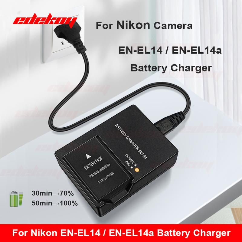 

MH-24 Charger For Nikon EN-EL14 EN-EL14a Battery P7000 P7100 D3100 D5100 D3200 Camera with EU or US Power cord EU