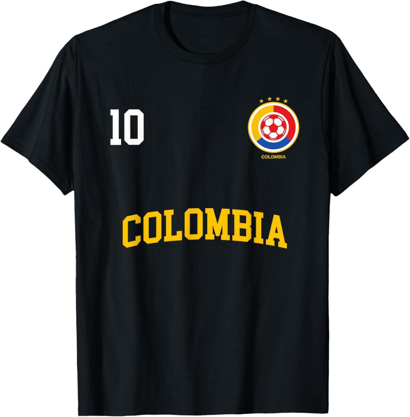 Colombia Soccer Jersey Tee – Number 10 Colombian Flag Football Shirt S