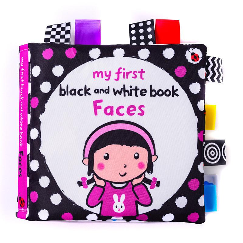 Lakarose Baby Black And White Label Cloth Book For Newborn Infant Early Education Visual Stimulation Tear-resistant Biteable Sound Paper Book