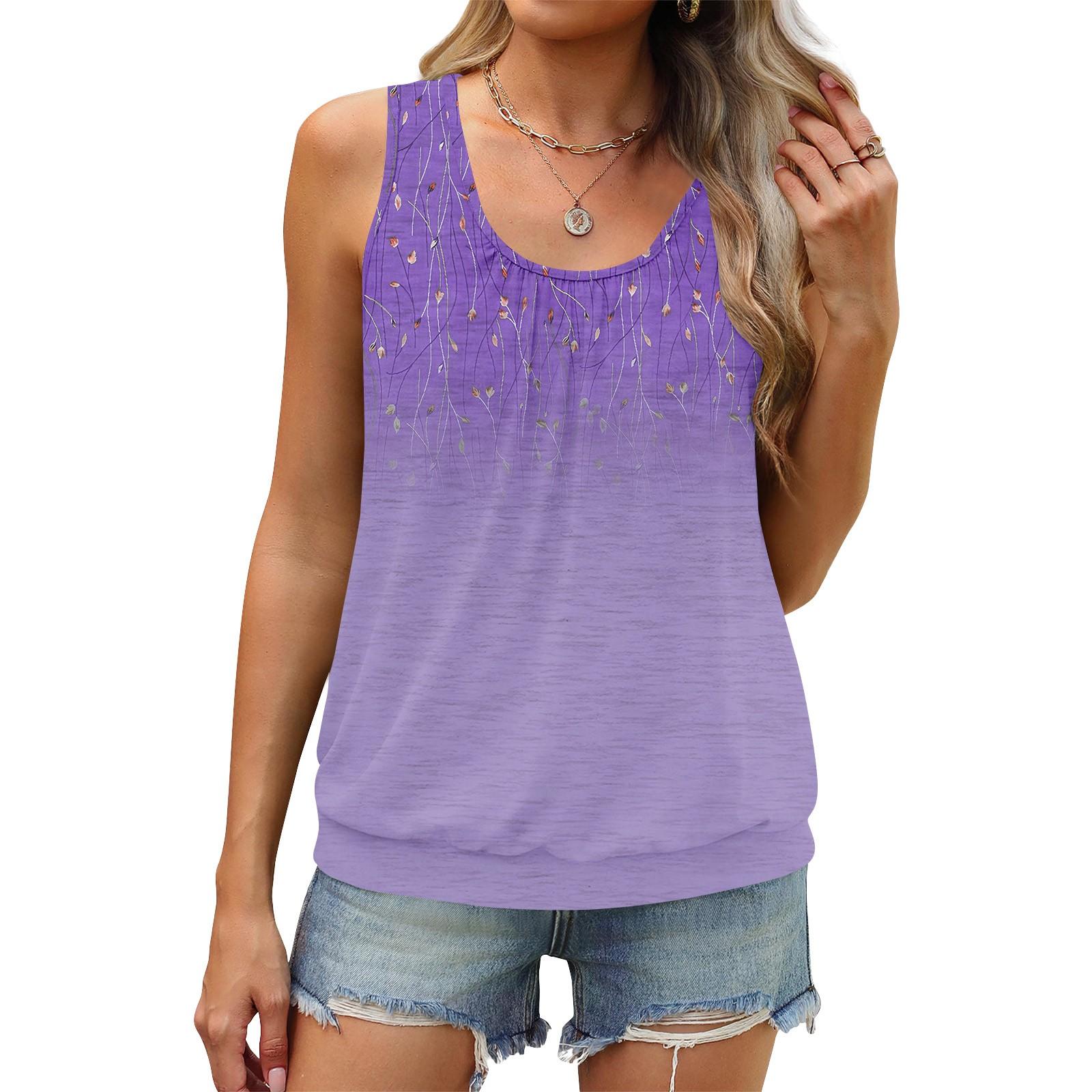 

Женский летний жилет, свободная плиссированная рубашка с круглым вырезом, повседневный топ без рукавов XXL