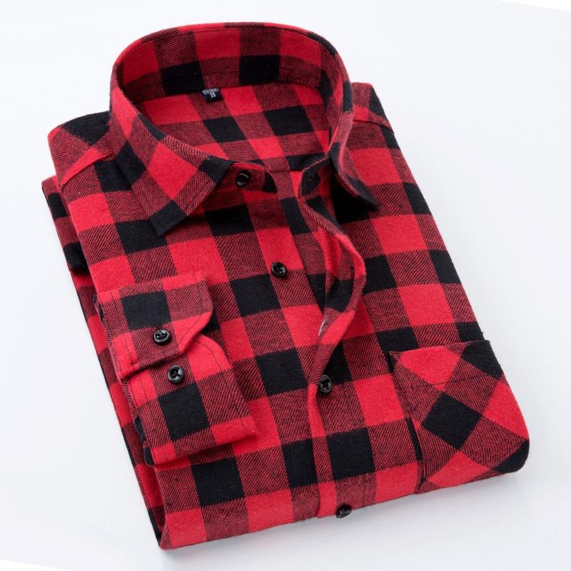 Plaid Shirt 2026 New Autumn Winter Flannel Red Checkered Shirt Men Shirts Long Sleeve Chemise Homme Cotton Male Check Shirts