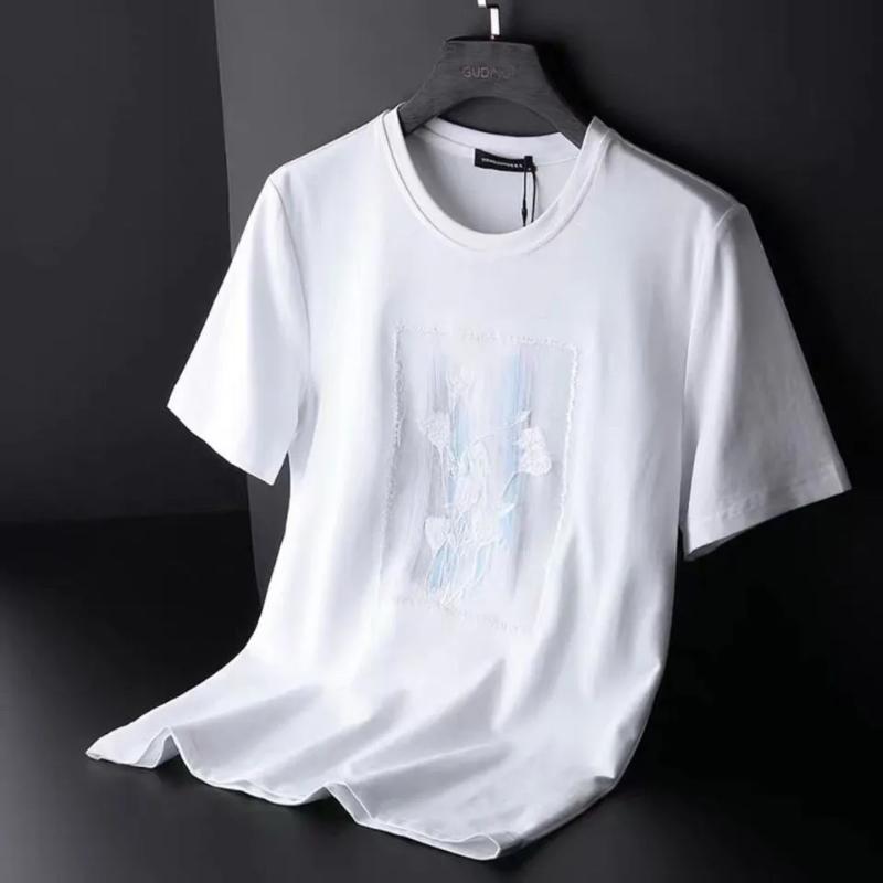 Women's Elegant Light Pink Flower Embroidered Casual Tee