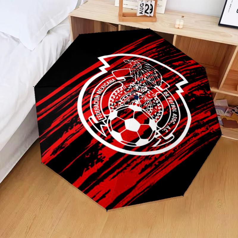 1PC Mexico Football Team Emblem Printed Umbrella Folding umbrella, automatic umbrella 8-Frame for Travel, camping Fan gifts Christmas Gifts